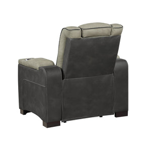 English Elm Bruno Power Recliner with Led Lighting Usb Charging and Adjustable Headrest in Faux Leather Gray B009P386509