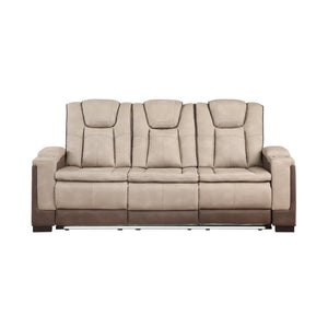 English Elm Bruno Traditional Faux Leather Power Reclining Sofa with Led Lighting and Usb Ports Brown B009P386510