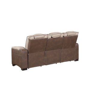 English Elm Bruno Traditional Faux Leather Power Reclining Sofa with Led Lighting and Usb Ports Brown B009P386510