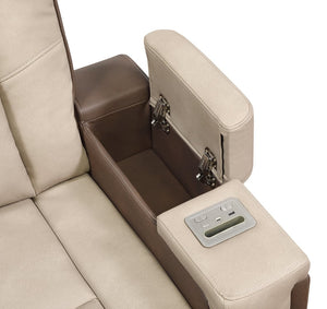 English Elm Bruno Traditional Faux Leather Power Reclining Sofa with Led Lighting and Usb Ports Brown B009P386510