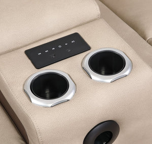 English Elm Bruno Power Reclining Loveseat with Bluetooth Audio Led Lighting and Cup Holders Brown B009P386511