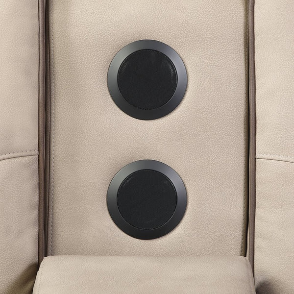 English Elm Bruno Power Reclining Loveseat with Bluetooth Audio Led Lighting and Cup Holders Brown B009P386511