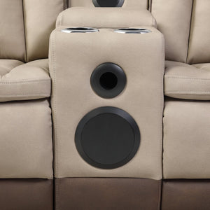 English Elm Bruno Power Reclining Loveseat with Bluetooth Audio Led Lighting and Cup Holders Brown B009P386511