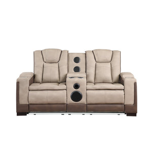 English Elm Bruno Power Reclining Loveseat with Bluetooth Audio Led Lighting and Cup Holders Brown B009P386511