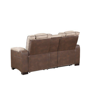 English Elm Bruno Power Reclining Loveseat with Bluetooth Audio Led Lighting and Cup Holders Brown B009P386511