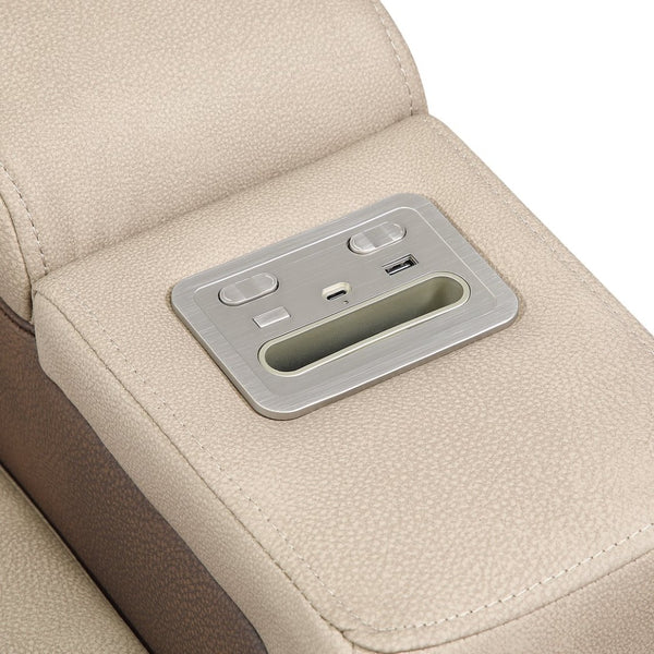 English Elm Bruno Power Reclining Loveseat with Bluetooth Audio Led Lighting and Cup Holders Brown B009P386511