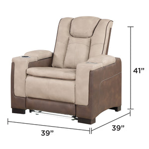 English Elm Bruno Power Recliner with Led Lighting Usb Charging and Adjustable Headrest in Faux Leather Brown B009P386512