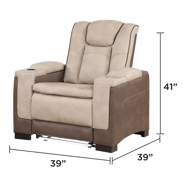English Elm Bruno Power Recliner with Led Lighting Usb Charging and Adjustable Headrest in Faux Leather Brown B009P386512