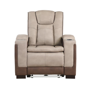 English Elm Bruno Power Recliner with Led Lighting Usb Charging and Adjustable Headrest in Faux Leather Brown B009P386512