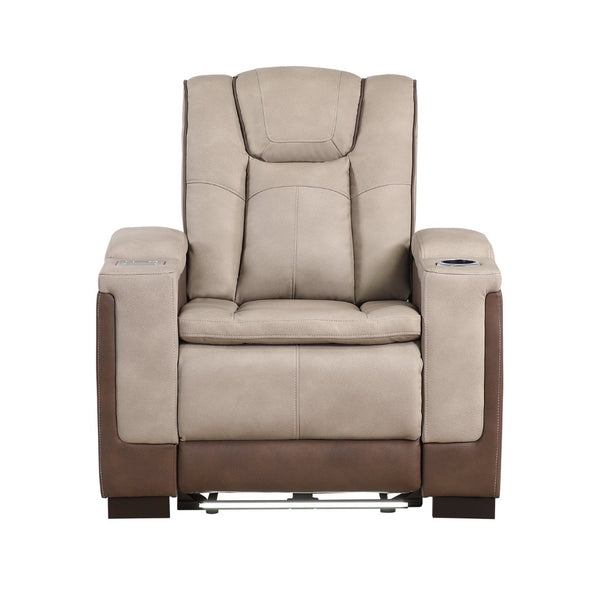 English Elm Bruno Power Recliner with Led Lighting Usb Charging and Adjustable Headrest in Faux Leather Brown B009P386512
