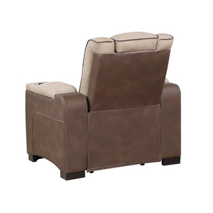 English Elm Bruno Power Recliner with Led Lighting Usb Charging and Adjustable Headrest in Faux Leather Brown B009P386512