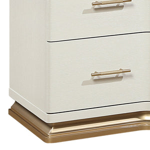 English Elm Lexington Nine Drawer Wide Ivory Dresser with Gold Hardware and Curved Glam Fronts B009P450611