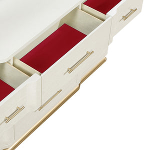English Elm Lexington Nine Drawer Wide Ivory Dresser with Gold Hardware and Curved Glam Fronts B009P450611