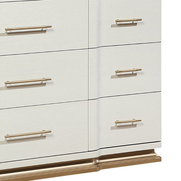 English Elm Lexington Nine Drawer Wide Ivory Dresser with Gold Hardware and Curved Glam Fronts B009P450611