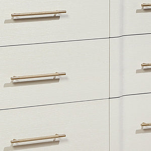 English Elm Lexington Nine Drawer Wide Ivory Dresser with Gold Hardware and Curved Glam Fronts B009P450611
