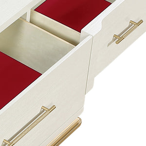 English Elm Lexington Nine Drawer Wide Ivory Dresser with Gold Hardware and Curved Glam Fronts B009P450611