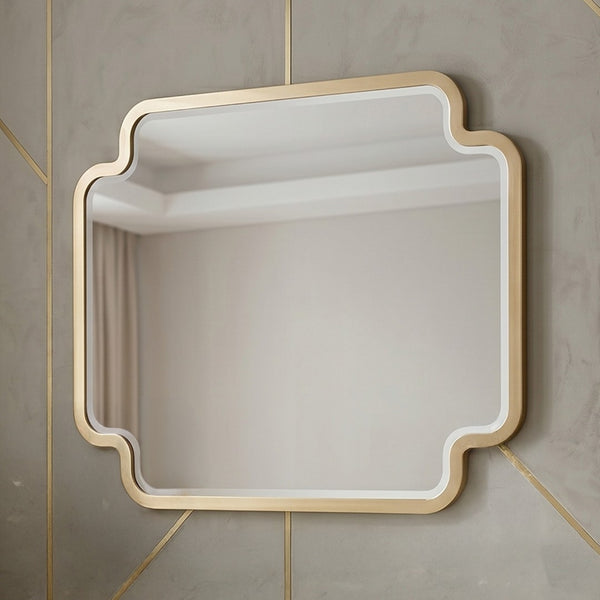 English Elm Lexington Sculpted Bedroom Wall Mirror Beige Frame with Gold Accents Modern Decor B009P450612