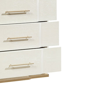English Elm Lexington Five Drawer Tall Chest Ivory Gloss Curved Fronts Gold Trim Bedroom Storage B009P450614