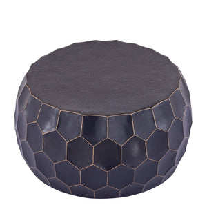 English Elm Ct101 Hand-hammered Aluminum Round Coffee Table with Sculptural Diamond Base Glossy Finish B009P451391