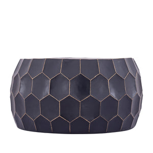 English Elm Ct101 Hand-hammered Aluminum Round Coffee Table with Sculptural Diamond Base Glossy Finish B009P451391