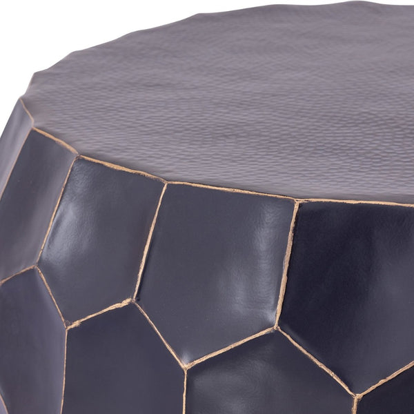English Elm Ct101 Hand-hammered Aluminum Round Coffee Table with Sculptural Diamond Base Glossy Finish B009P451391