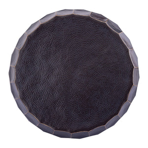 English Elm Ct101 Hand-hammered Aluminum Round Coffee Table with Sculptural Diamond Base Glossy Finish B009P451391