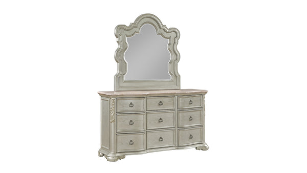 English Elm Bella Nine Drawer Dresser with Genuine Marble Top Champagne Finish Bedroom Luxury B009P451400