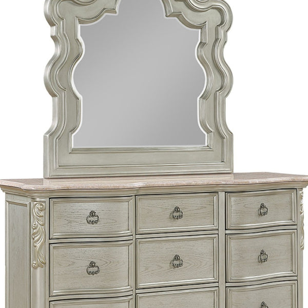 English Elm Bella Nine Drawer Dresser with Genuine Marble Top Champagne Finish Bedroom Luxury B009P451400
