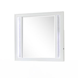 English Elm Abigale White Wood Frame Dresser Mirror with Integrated Led Strips for Modern Bedrooms B009P453762