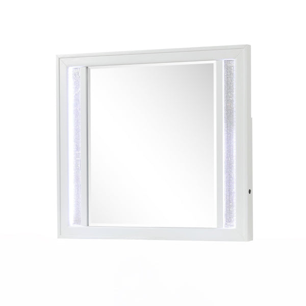 English Elm Abigale White Wood Frame Dresser Mirror with Integrated Led Strips for Modern Bedrooms B009P453762
