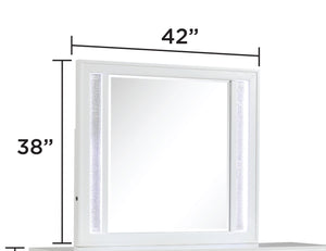 English Elm Abigale White Wood Frame Dresser Mirror with Integrated Led Strips for Modern Bedrooms B009P453762