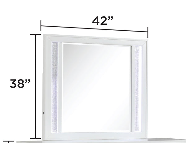 English Elm Abigale White Wood Frame Dresser Mirror with Integrated Led Strips for Modern Bedrooms B009P453762