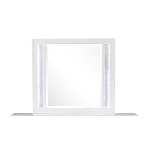 English Elm Abigale White Wood Frame Dresser Mirror with Integrated Led Strips for Modern Bedrooms B009P453762