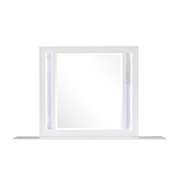 English Elm Abigale White Wood Frame Dresser Mirror with Integrated Led Strips for Modern Bedrooms B009P453762