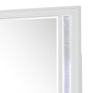 English Elm Abigale White Wood Frame Dresser Mirror with Integrated Led Strips for Modern Bedrooms B009P453762