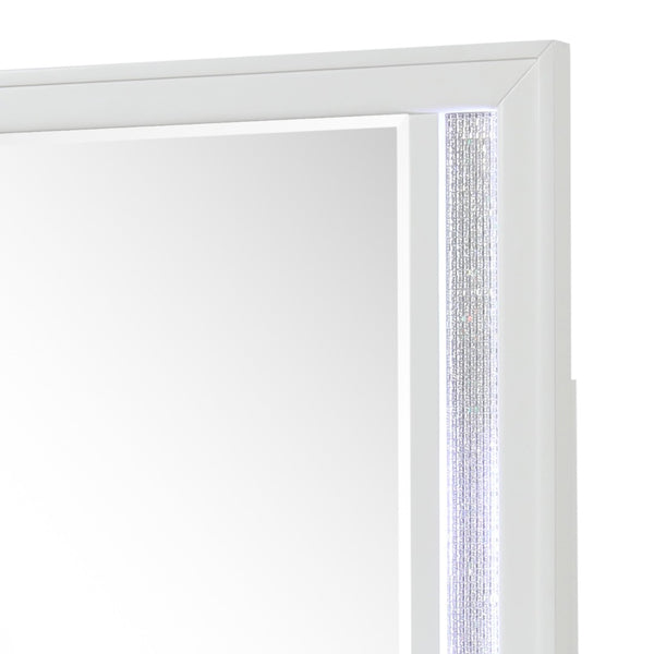 English Elm Abigale White Wood Frame Dresser Mirror with Integrated Led Strips for Modern Bedrooms B009P453762