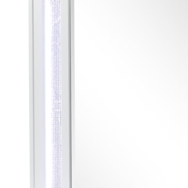 English Elm Abigale White Wood Frame Dresser Mirror with Integrated Led Strips for Modern Bedrooms B009P453762