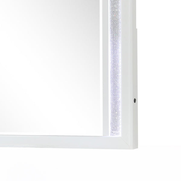 English Elm Abigale White Wood Frame Dresser Mirror with Integrated Led Strips for Modern Bedrooms B009P453762