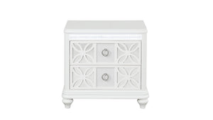 English Elm Abigale Contemporary White Nightstand with LED Lighting and Geometric Overlay Drawers B009P453763