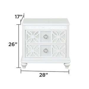 English Elm Abigale Contemporary White Nightstand with LED Lighting and Geometric Overlay Drawers B009P453763