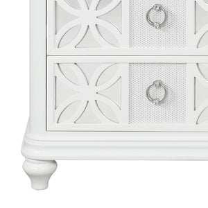 English Elm Abigale Contemporary White Nightstand with LED Lighting and Geometric Overlay Drawers B009P453763