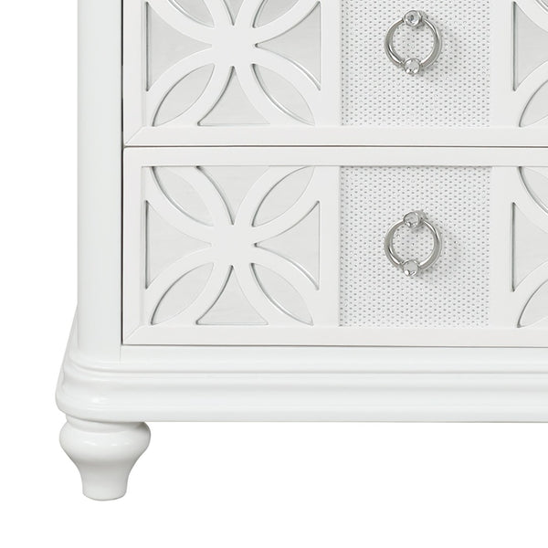 English Elm Abigale Contemporary White Nightstand with LED Lighting and Geometric Overlay Drawers B009P453763