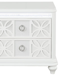 English Elm Abigale Contemporary White Nightstand with LED Lighting and Geometric Overlay Drawers B009P453763