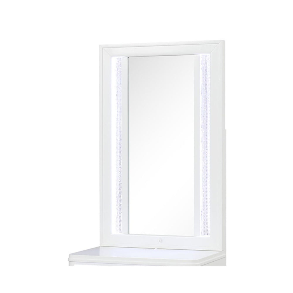 English Elm Abigale White Wood Framed Led Bedroom Mirror Top for Contemporary Nightstand Decor B009P453764
