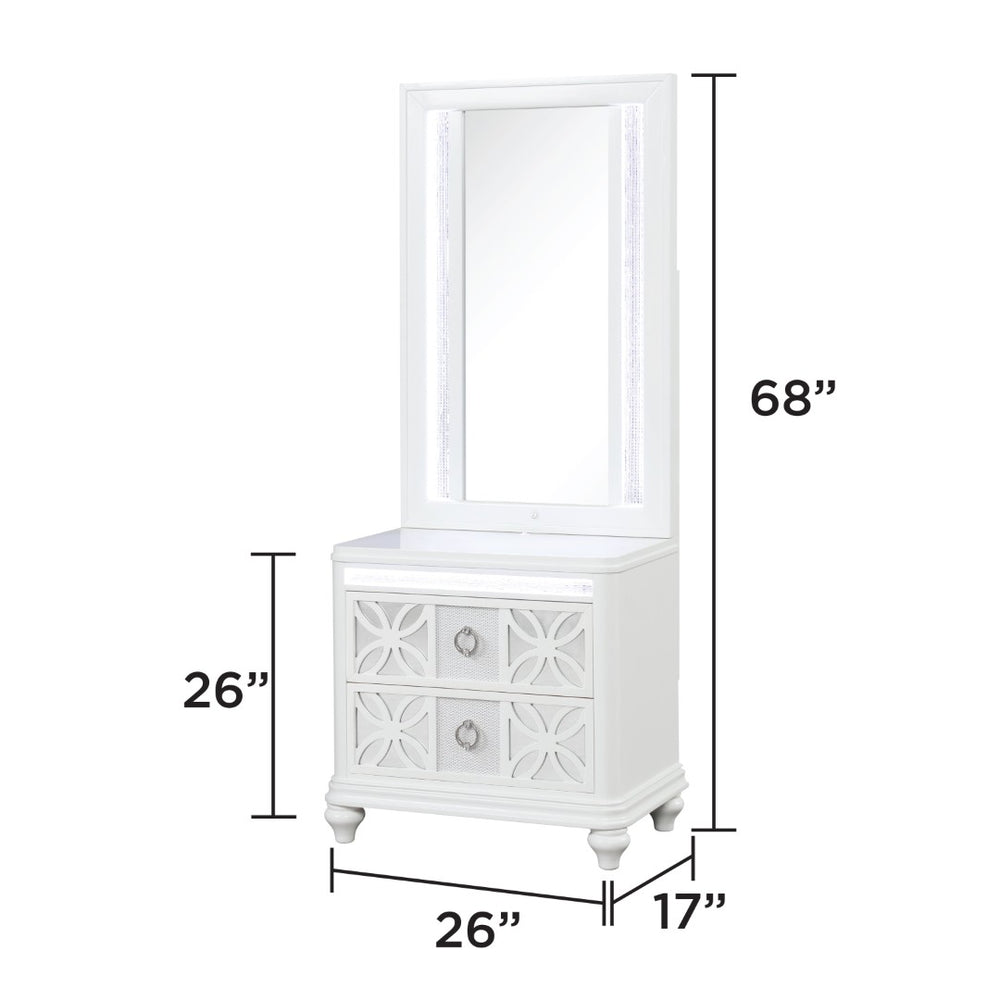 English Elm Abigale White Wood Framed Led Bedroom Mirror Top for Contemporary Nightstand Decor B009P453764