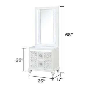 English Elm Abigale White Wood Framed Led Bedroom Mirror Top for Contemporary Nightstand Decor B009P453764