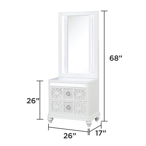 English Elm Abigale White Wood Framed Led Bedroom Mirror Top for Contemporary Nightstand Decor B009P453764
