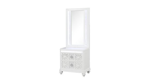 English Elm Abigale White Wood Framed Led Bedroom Mirror Top for Contemporary Nightstand Decor B009P453764