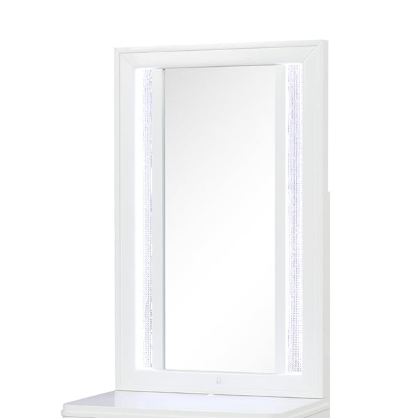 English Elm Abigale White Wood Framed Led Bedroom Mirror Top for Contemporary Nightstand Decor B009P453764