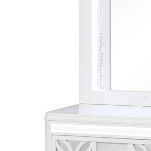 English Elm Abigale White Wood Framed Led Bedroom Mirror Top for Contemporary Nightstand Decor B009P453764